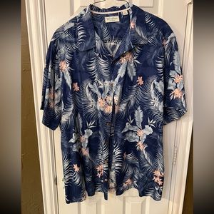 Caribbean Mens 3xt Hawaiian shirt silk blend Blue